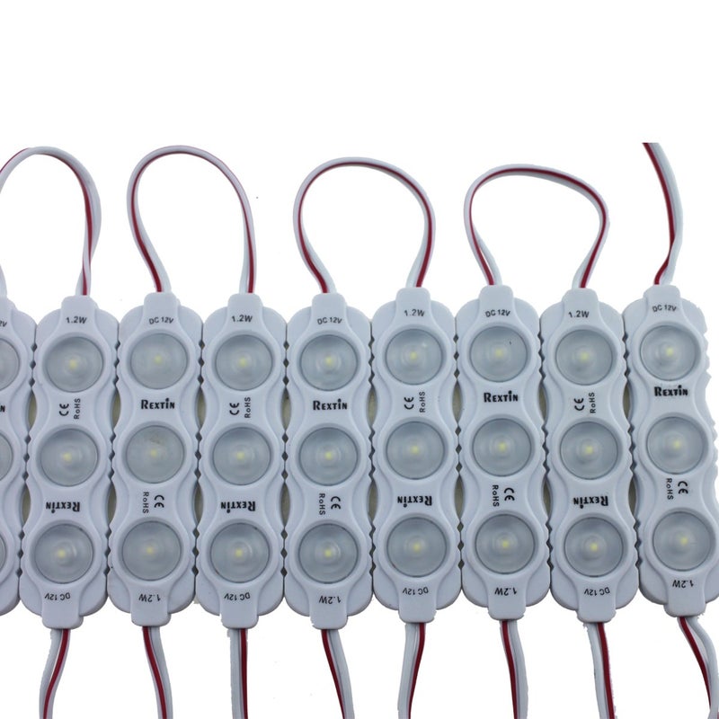Rextin Super bright 200pcs New Model 2835 3 LED Module 120-150LM Per module Waterproof Decorative Light for Letter Sign Advertising Signs with Tape Adhesive Backside (Green) - Image 1